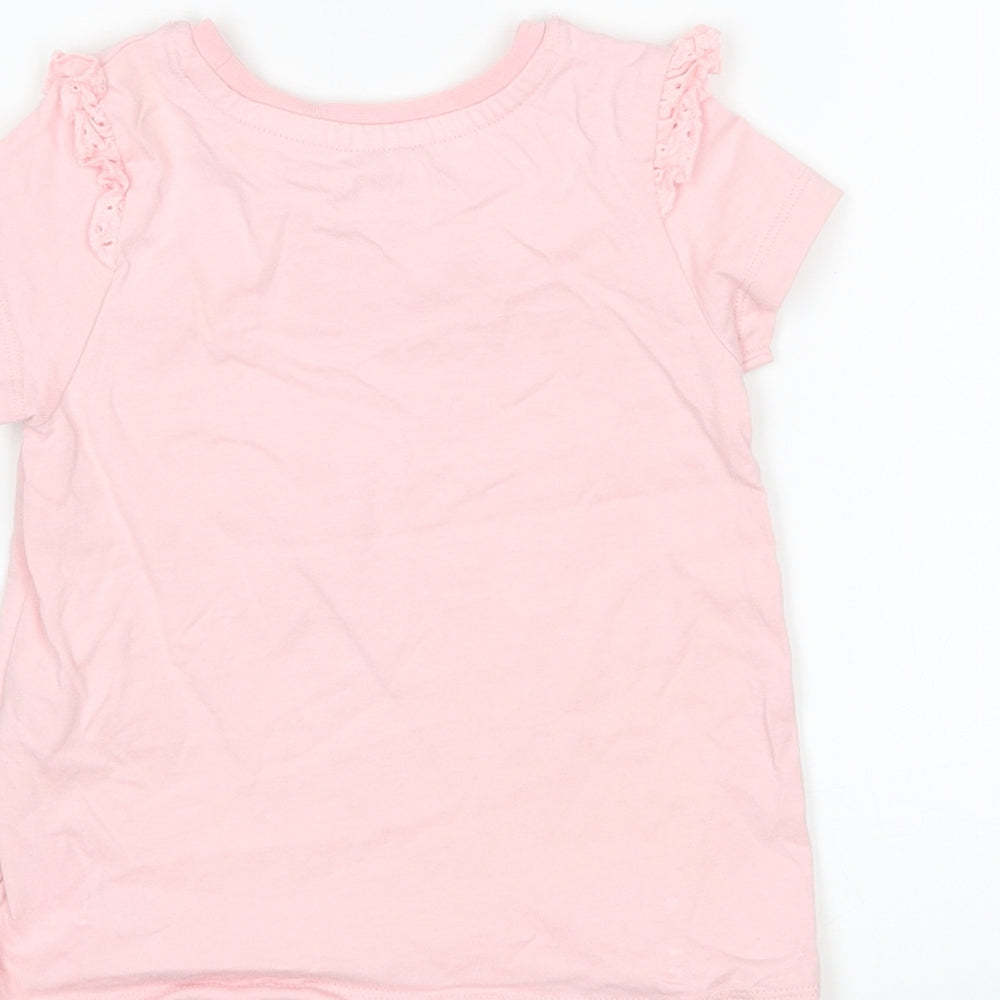 Nutmeg Girls Pink Cotton Basic T-Shirt Size 2-3 Years Round Neck