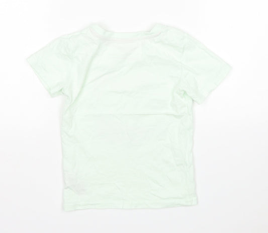 Primark Girls Green Cotton Basic T-Shirt Size 2-3 Years Round Neck