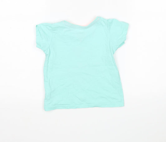 Primark Girls Green Cotton Basic T-Shirt Size 2-3 Years Round Neck - I love Mummy