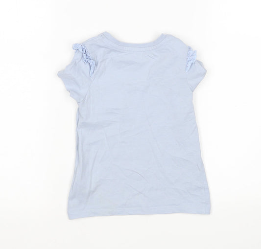 Nutmeg Girls Blue Cotton Basic T-Shirt Size 2-3 Years Round Neck