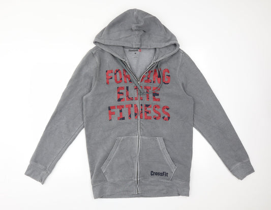 Reebok Mens Grey  Cotton Full Zip Hoodie Size M   - FORGING ELITE FITNESS
