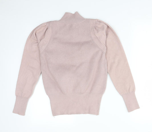 JASMINE Womens Pink Viscose Basic T-Shirt Size XL High Neck
