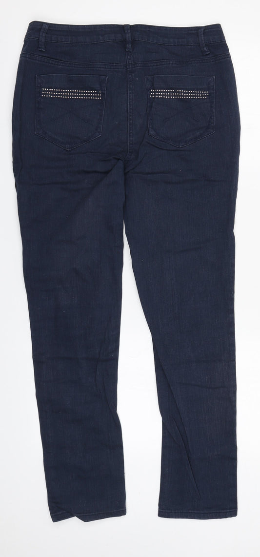 Savoir Womens Blue Cotton Straight Jeans Size 12 L28 in Regular