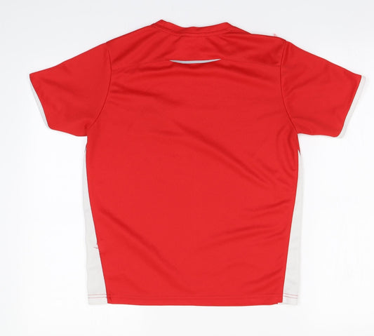 Preworn Boys Red Polyester Basic T-Shirt Round Neck - Football
