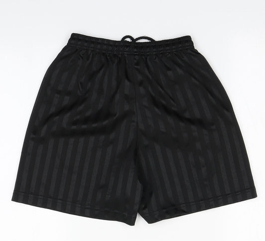 Precision Boys Black Striped Polyester Utility Shorts Regular