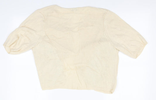 Preworn Womens Ivory Round Neck Acrylic Cardigan Jumper Size XL
