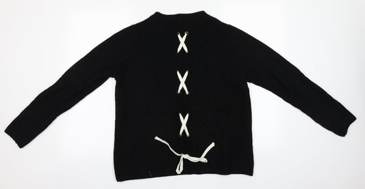 Papaya Womens Black Round Neck Acrylic Pullover Jumper Size M