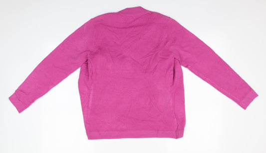 FILAT! Womens Pink Round Neck Acrylic Pullover Jumper Size S