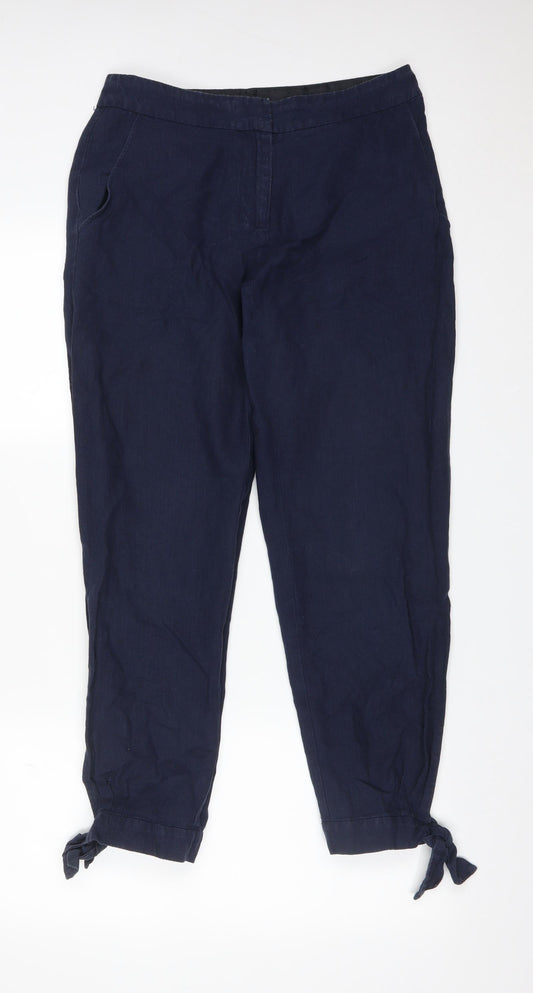LAURA  ASHLEY Womens Blue  Cotton Trousers  Size 8 L28 in Regular