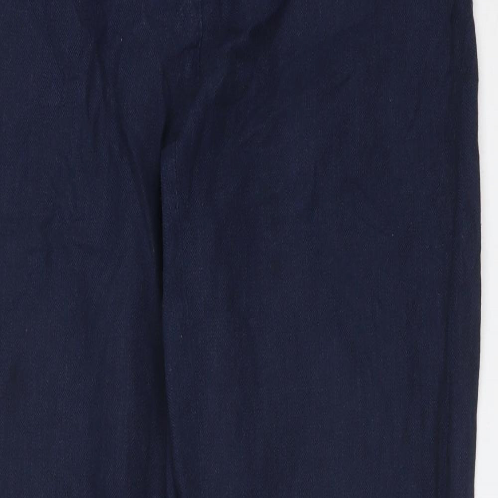 LAURA ASHLEY Womens Blue Cotton Trousers Size 8 L28 in Regular