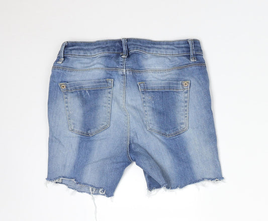 Topshop Womens Blue Cotton Cut-Off Shorts Size 26 L3 in Regular