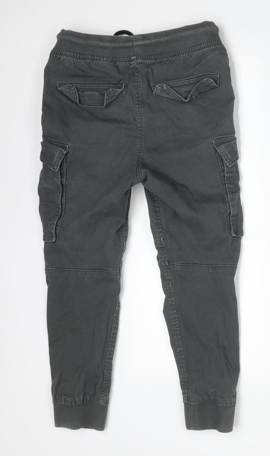 H&M Boys Grey Cotton Cargo Trousers Size 9 Months Regular
