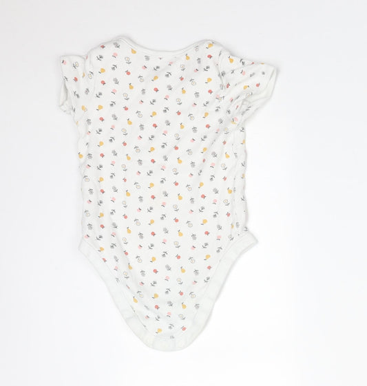 George Girls White Floral Cotton Bodysuit One-Piece Size 2-3 Years - APPLES AND PEARS