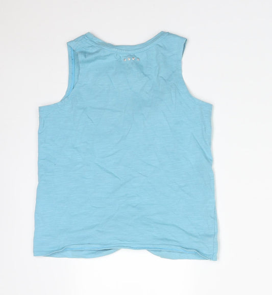 Matalan Girls Blue Cotton Basic Tank Size 12-13 Years Round Neck