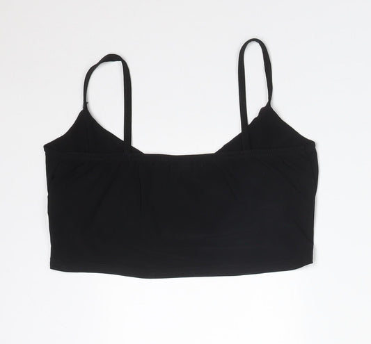 PRETTYLITTLETHING Womens Black Polyester Camisole T-Shirt Size 10 Cowl Neck