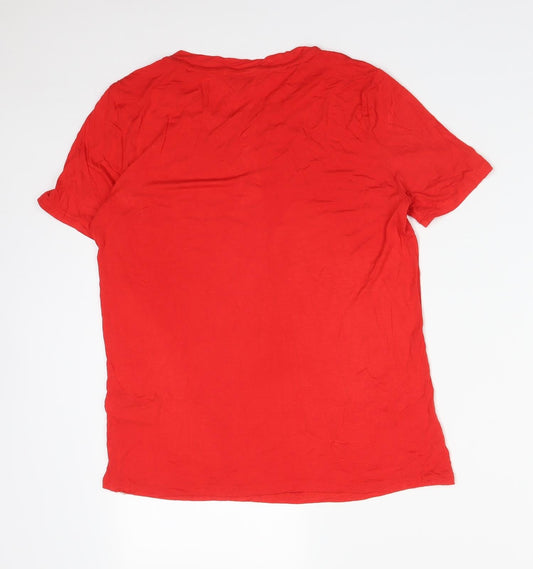 Warehouse Womens Red Viscose Basic T-Shirt Size 10 Round Neck
