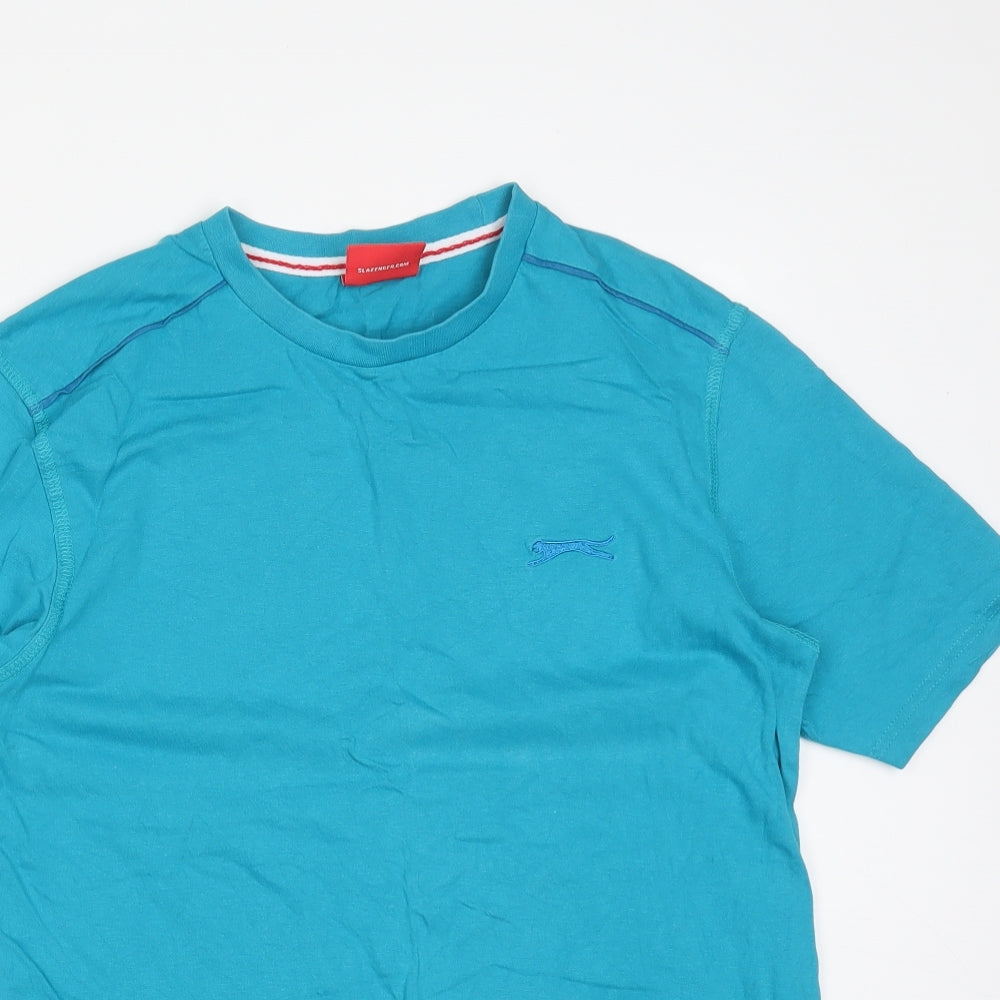 Slazenger Mens Blue Cotton T-Shirt Size S Round Neck
