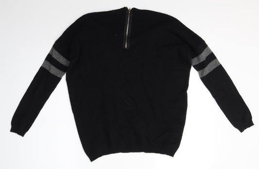 Peace and Love Womens Black Round Neck Nylon Pullover Jumper Size M