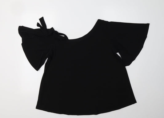 Very Womens Black Polyester Basic Blouse Size 14 Boat Neck