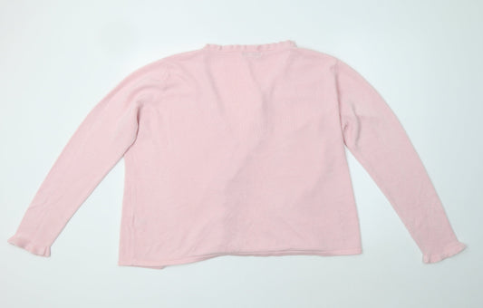 BM Womens Pink V-Neck Acrylic Cardigan Jumper Size XL