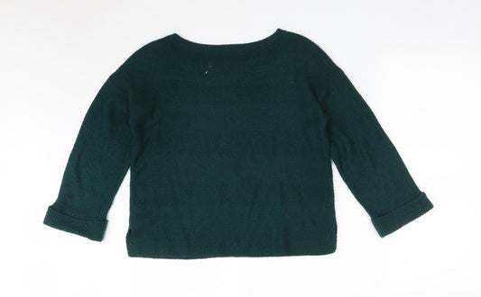 TPOSHOP Womens Green Acrylic Basic T-Shirt Size 10 Round Neck
