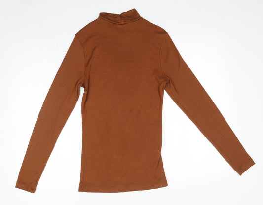 M&S Womens Brown High Neck Acrylic Pullover Jumper Size 6