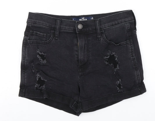 Hollister Womens Black  Cotton Hot Pants Shorts Size 26 in  Regular
