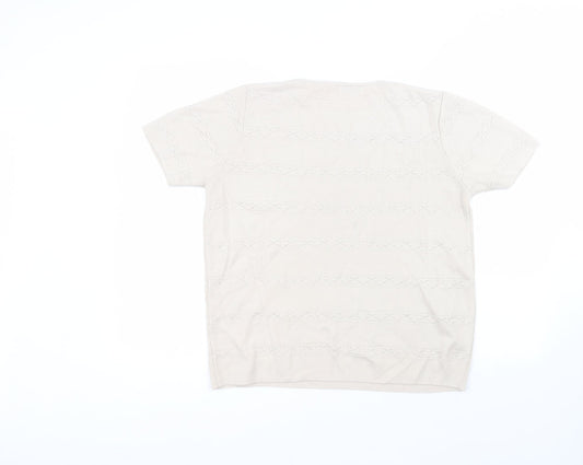 Berkertex Womens Beige Acrylic Basic T-Shirt Size 10 Round Neck