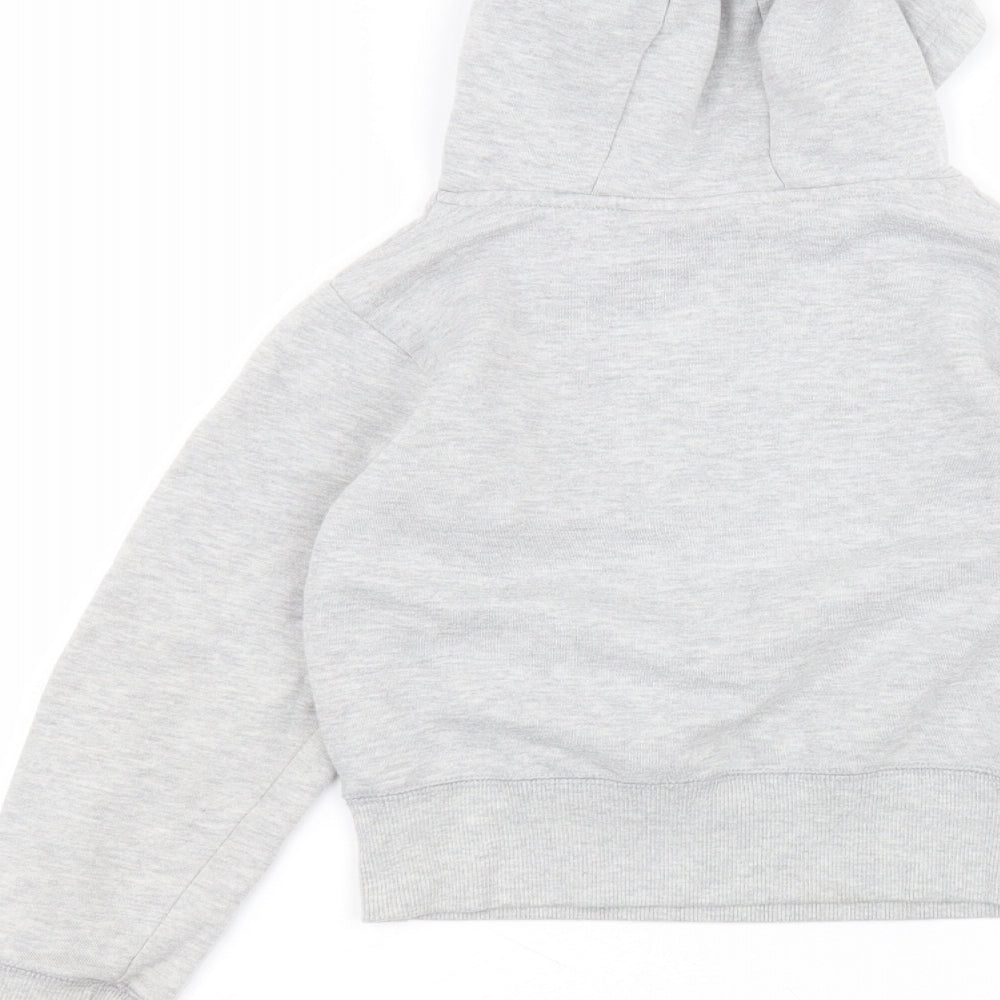 Preworn Girls Grey Cotton Pullover Hoodie Size 7-8 Years