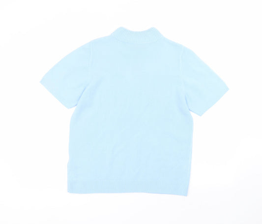 Damart Womens Blue Acrylic Basic T-Shirt Size 14 Round Neck