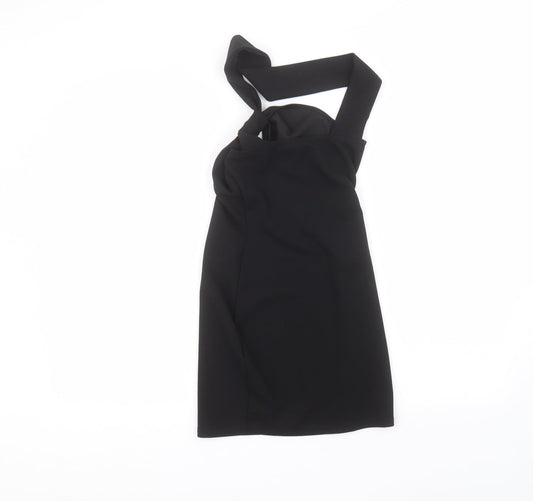 PRETTYLITTLETHING Womens Black Polyester Basic Blouse Size 4 Off the Shoulder