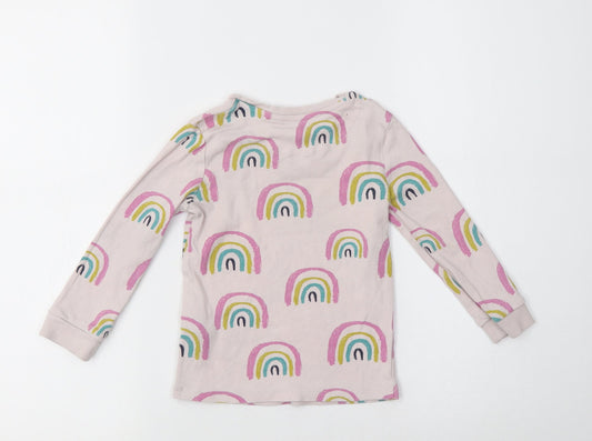 M&S Girls Pink Geometric Cotton Top Pyjama Top Size 2-3 Years - Rainbow