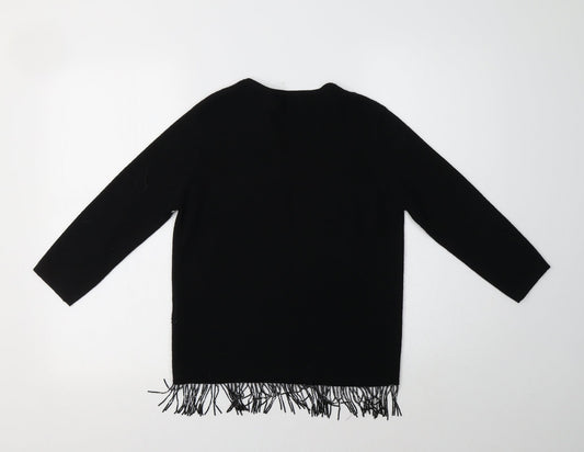 M&S Womens Black Crew Neck Acrylic Cardigan Jumper Size 10