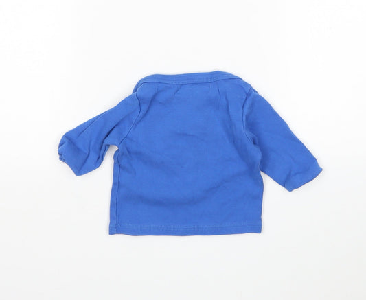 Bob & Blossom Boys Blue Cotton Basic T-Shirt Size 6-9 Months Round Neck