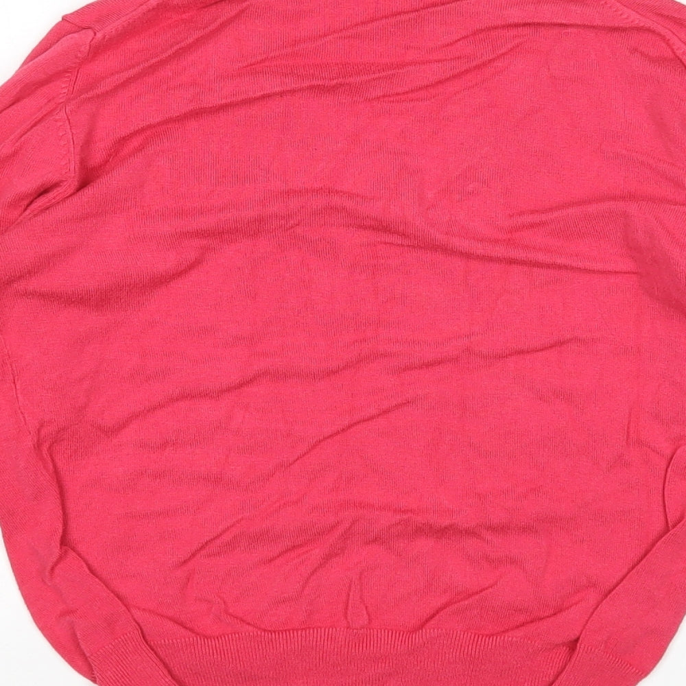 M&S Womens Pink V-Neck Viscose Pullover Jumper Size 12