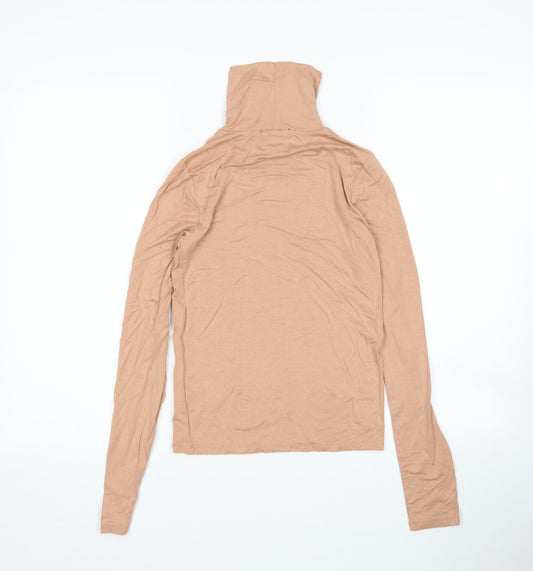 FOREVER 21 Womens Beige Basic T-Shirt Size S Roll Neck