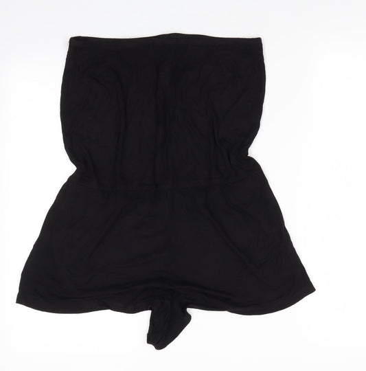 Resort Womens Black Viscose Playsuit One-Piece Size 12 - Shorts Playsuit Drawstring waist