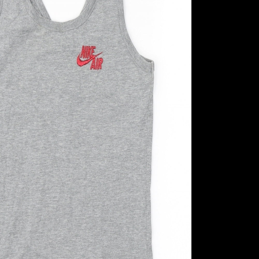 Nike Mens Grey Cotton Basic Tank Size S Round Neck