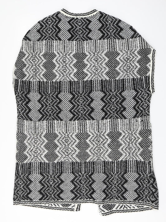 ASOS Womens Black Round Neck Fair Isle Acrylic Cardigan Jumper Size S