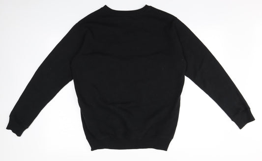 BIG Mens Black Round Neck Cotton Pullover Jumper Size M