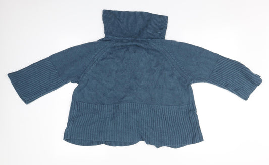Preworn Womens Blue Roll Neck Acrylic Cardigan Jumper Size M