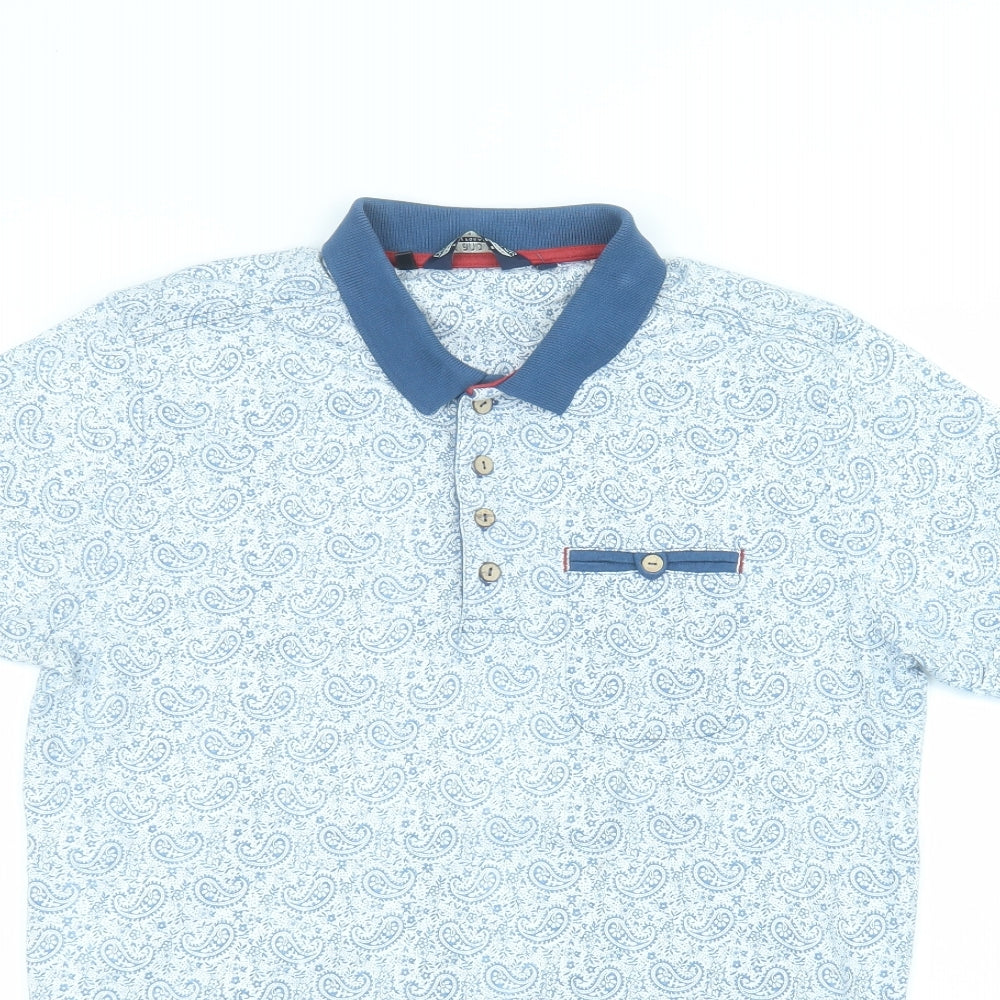 Duck and Cover Mens Blue Cotton Polo Size M Collared
