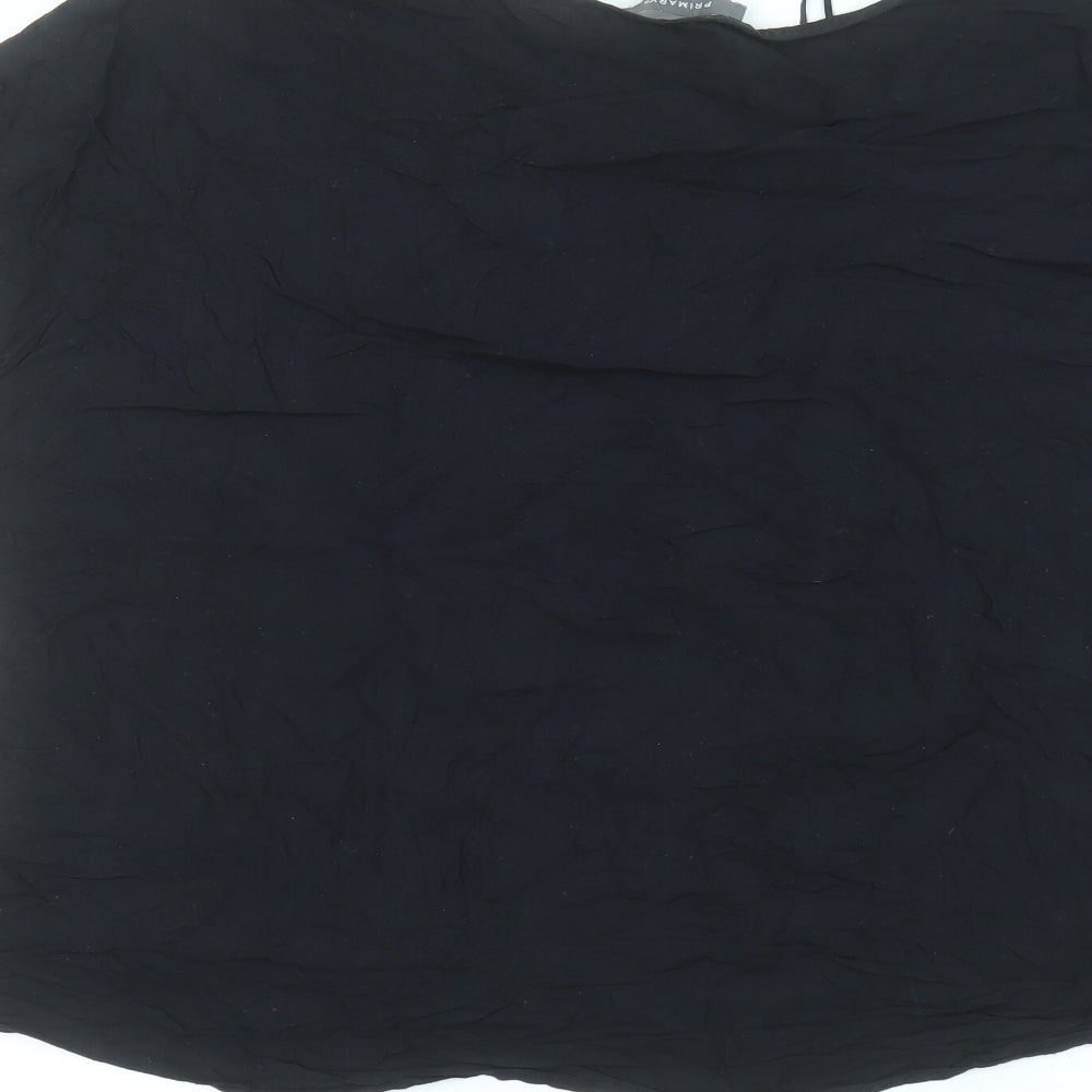 Primark Womens Black Viscose Basic Blouse Size 14 Round Neck