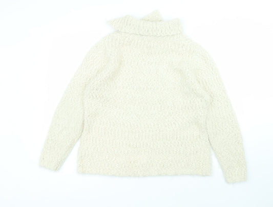 alexare Womens White Collared Polyester Pullover Jumper Size L