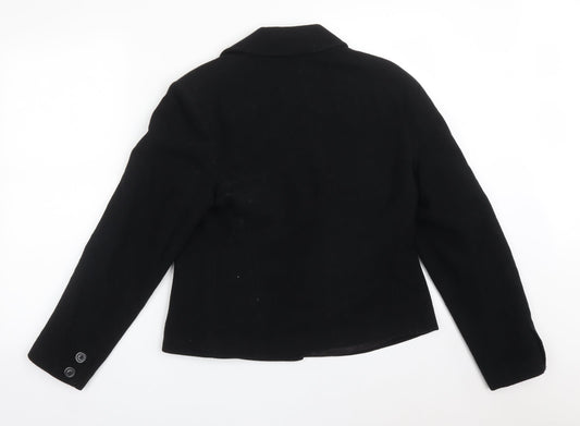 Preworn Womens Black Wool Jacket Suit Jacket Size 14