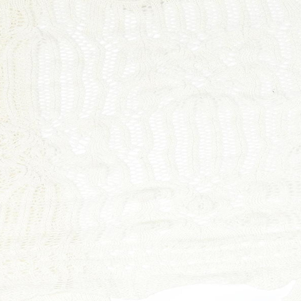 George Womens White Geometric Acrylic Cardigan Jumper Size M