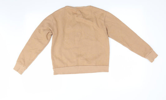 Marks and' Girls Brown Animal Print Cotton Pullover Sweatshirt Size 10-11 Years - Camel Colour Jumping Horse 1990