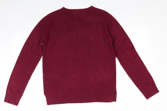 Marks and Spencer Womens Brown Round Neck Acrylic Pullover Jumper Size 10 - Claret colour