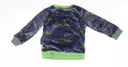 Marks and Spencer Boys Blue Animal Print Polyester Pyjama Top Size 18-24 Months - Crocodile print