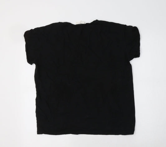 Grace & Milla Womens Black Cotton Basic T-Shirt Size L Crew Neck